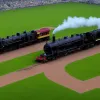 Spectacol neobișnuit: Un tren intră pe stadion