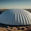 Inovație în construcții: China utilizează cupole gonflabile uriașe pentru a proteja șantierele de praf și zgomot